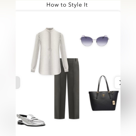 Anne Klein Florentine Dot Print Poet Blouse - Picture 5 of 6